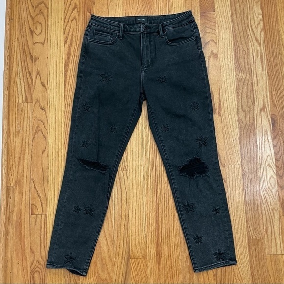 ANTHROPOLOGIE Driftwood Black Embroidered Stars Denim Jeans 28 - Picture 4 of 16
